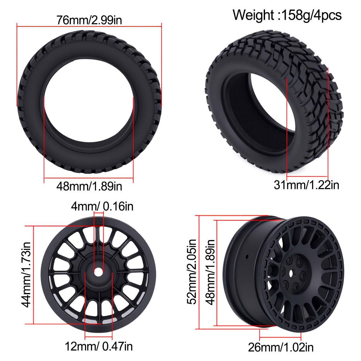 1,9-дюймовые резиновые пластик – обзор и цена Rc Hobby Engine